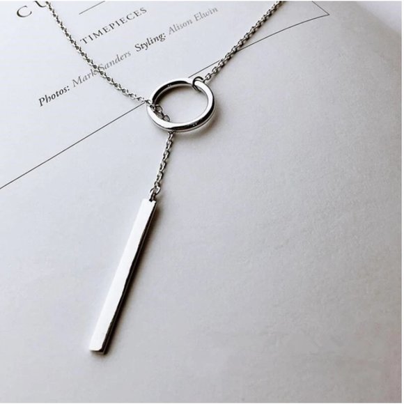 NEW 925 Sterling Silver Circle Long Chain Necklace - Picture 2 of 16